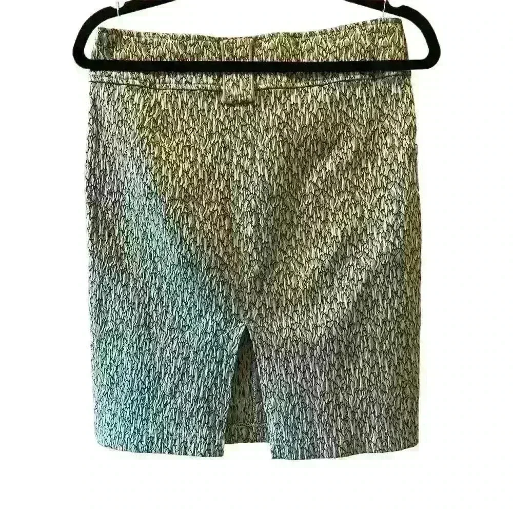 Cat Lady Brand Women's Black Tweed Pencil Skirt M Geometric Knee Length